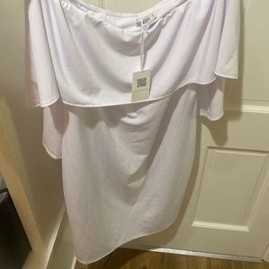 NWT- White- butterfly arm detail dress- very flattering